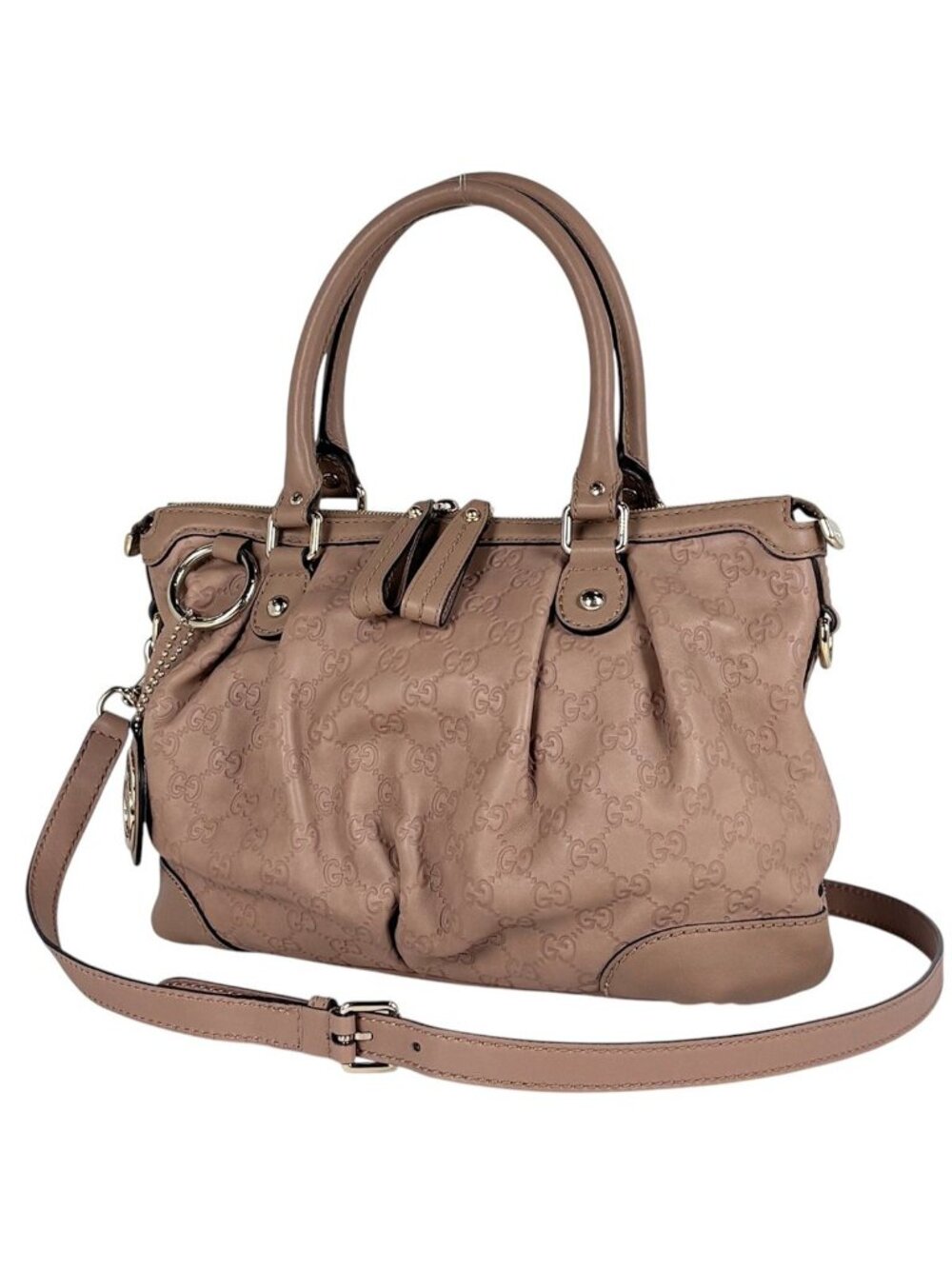 Gucci Guccissima Handbag Suky 2-Way Signature Cimarais the Salmon Pink